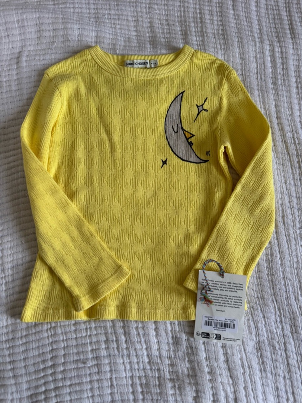 Bobo Choses Bright Yellow Moon Graphic Long-Sleeve Tee